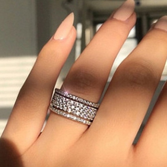 NEW Sterling Silver Diamond Multi Eternity Ring - Picture 3 of 5